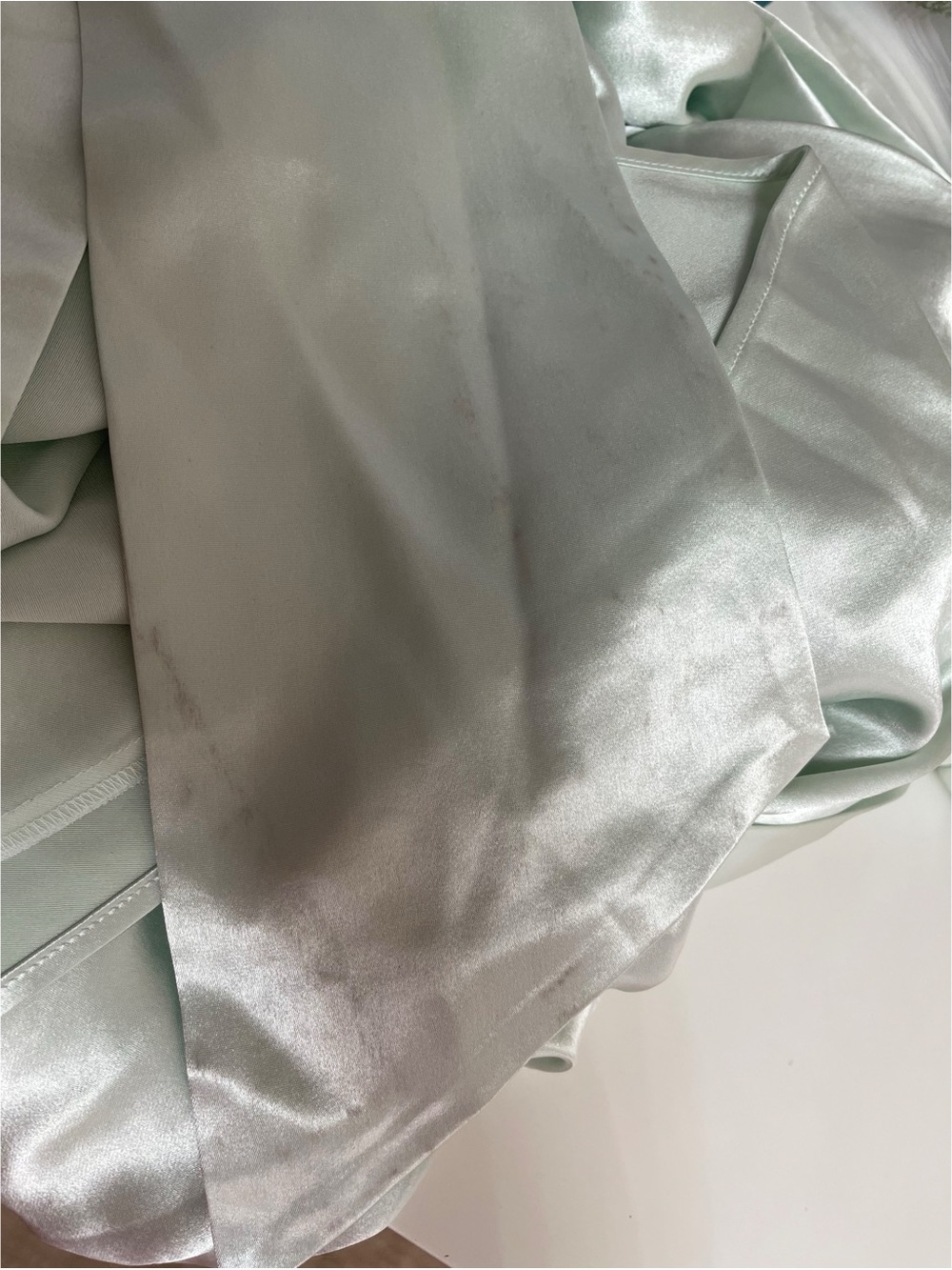 SAU LEE Penelope Mockneck Draped Satin Pistachio Green Maxi Dress Size 10 - Picture 6 of 9